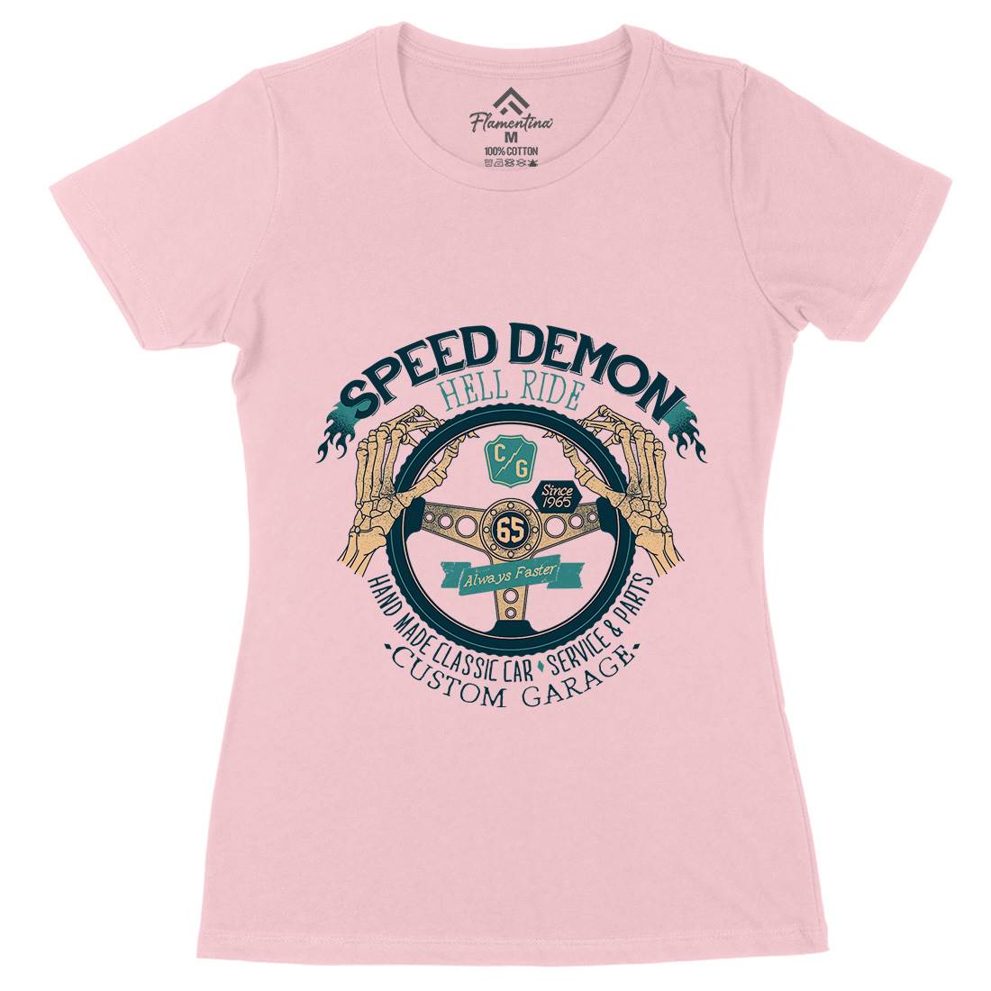 Speed Demon Womens Organic Crew Neck T-Shirt Motorcycles A987
