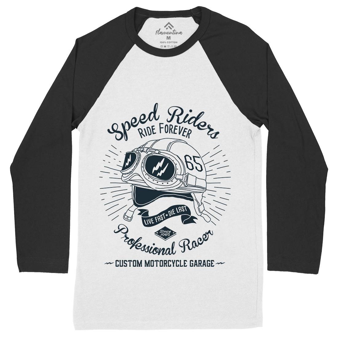 Speed Riders Mens Long Sleeve Baseball T-Shirt Motorcycles A988