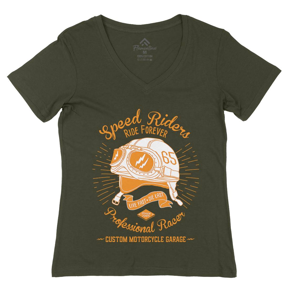 Speed Riders Womens Organic V-Neck T-Shirt Motorcycles A988