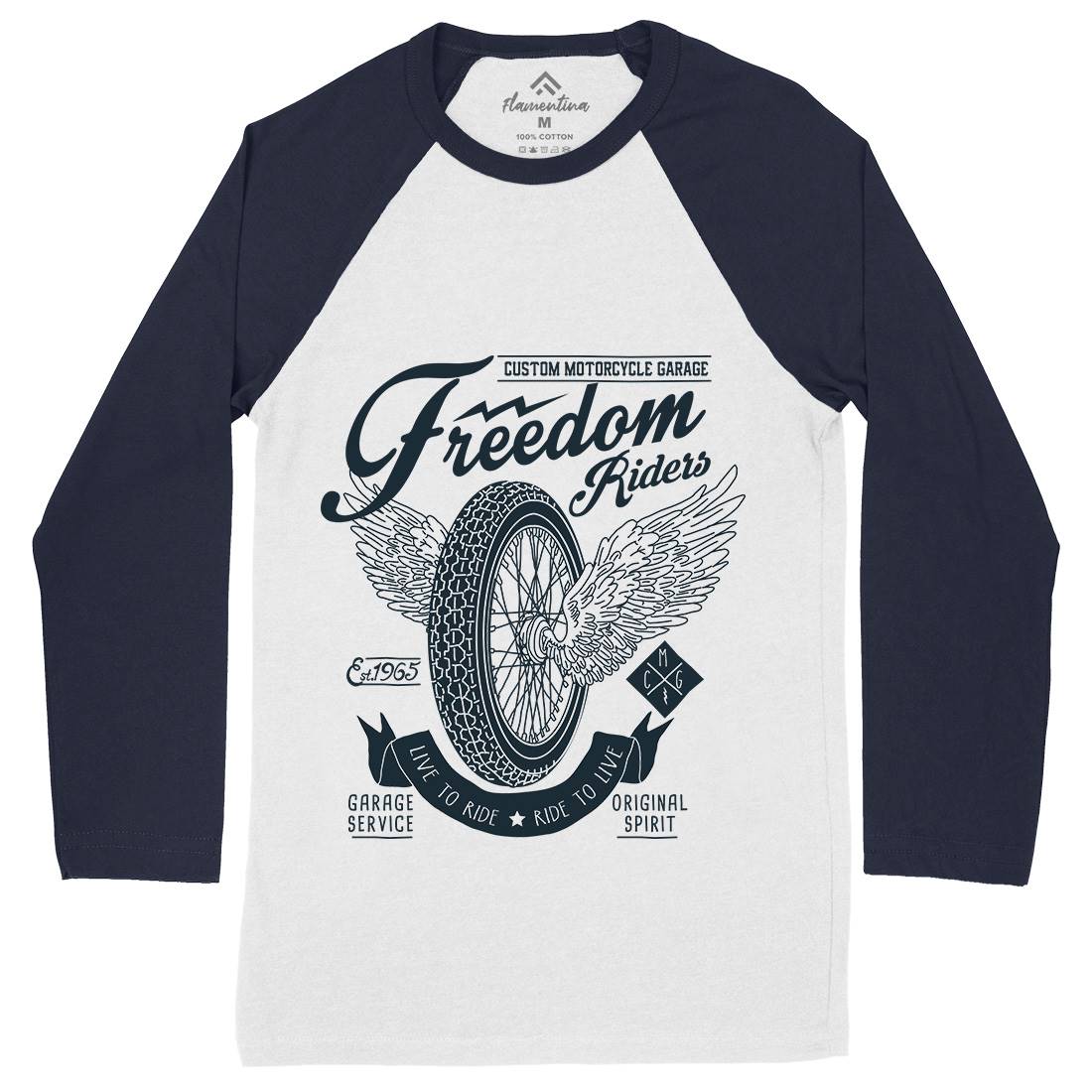 Freedom Riders Mens Long Sleeve Baseball T-Shirt Motorcycles A989