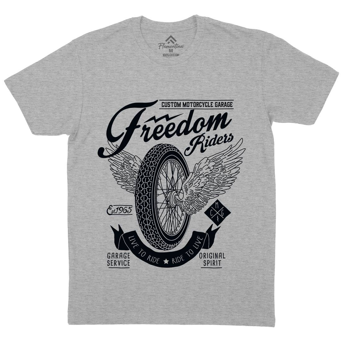 Freedom Riders Mens Organic Crew Neck T-Shirt Motorcycles A989