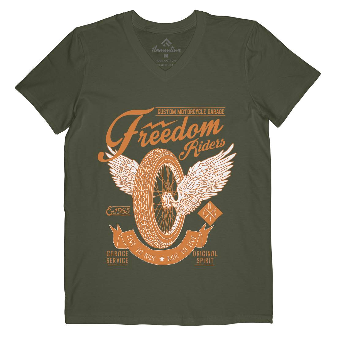 Freedom Riders Mens Organic V-Neck T-Shirt Motorcycles A989