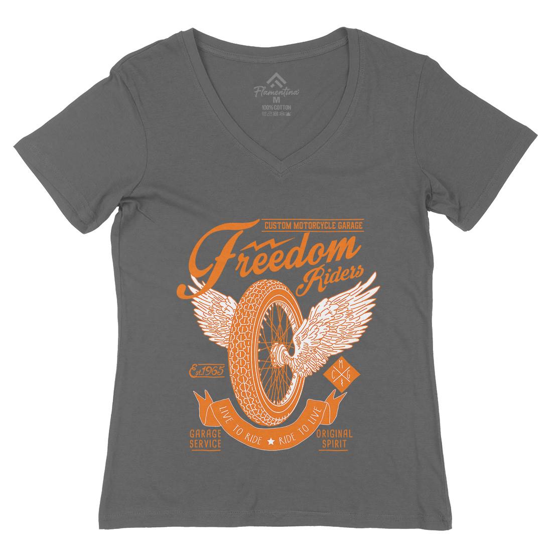 Freedom Riders Womens Organic V-Neck T-Shirt Motorcycles A989