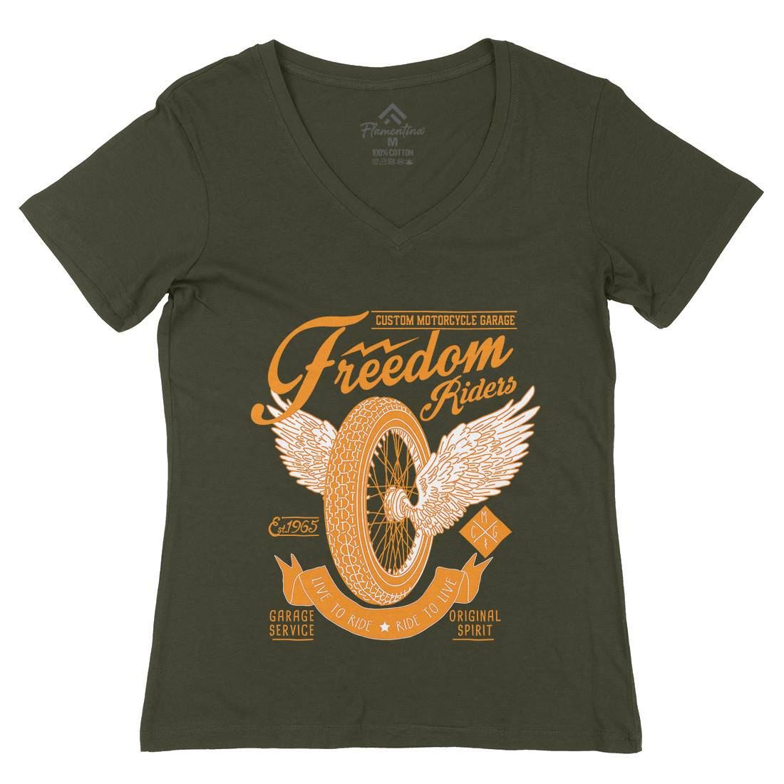 Freedom Riders Womens Organic V-Neck T-Shirt Motorcycles A989