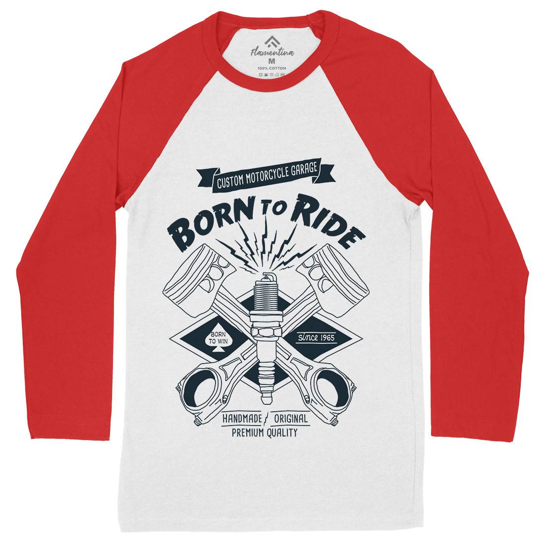 Born To Ride Mens Long Sleeve Baseball T-Shirt Motorcycles A990