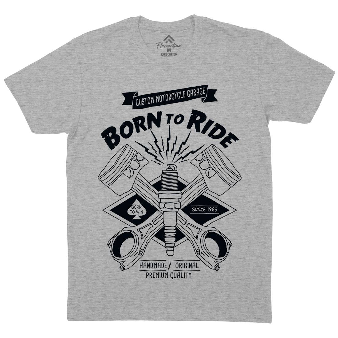 Born To Ride Mens Organic Crew Neck T-Shirt Motorcycles A990