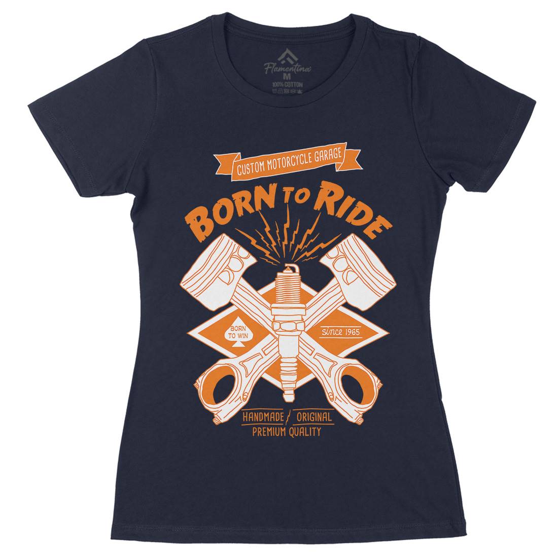 Born To Ride Womens Organic Crew Neck T-Shirt Motorcycles A990