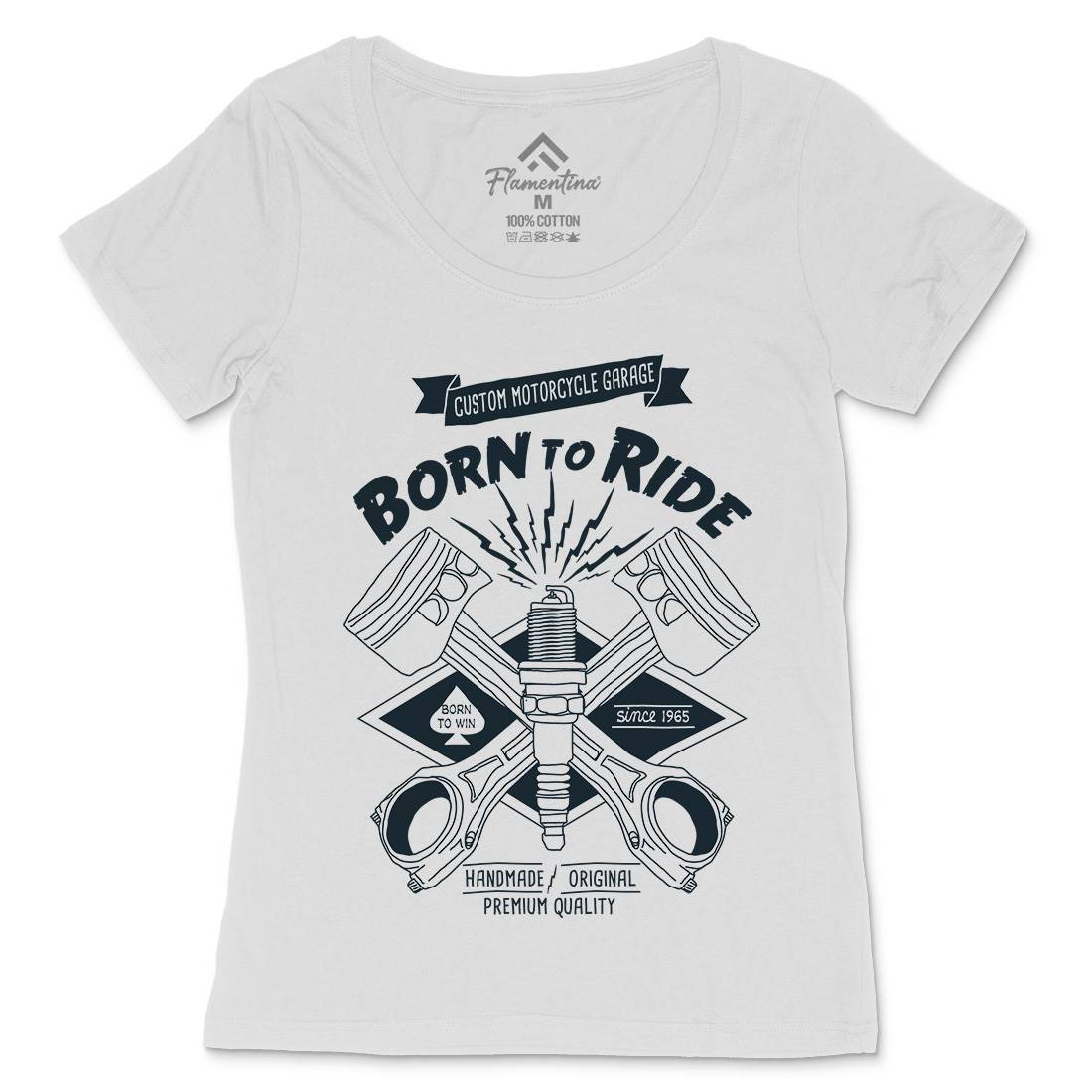 Born To Ride Womens Scoop Neck T-Shirt Motorcycles A990