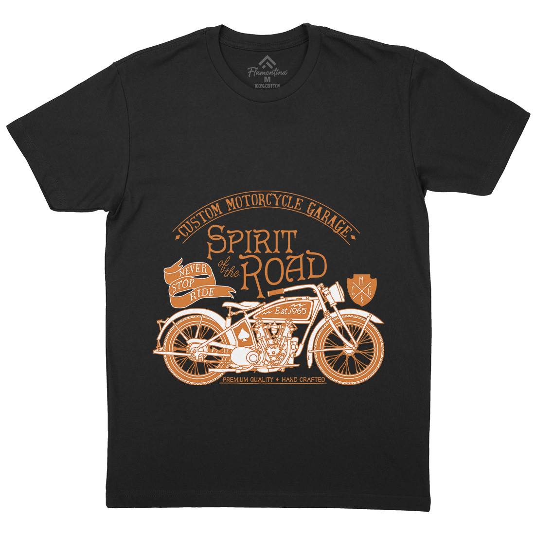 Spirit Of The Road Mens Organic Crew Neck T-Shirt Motorcycles A991