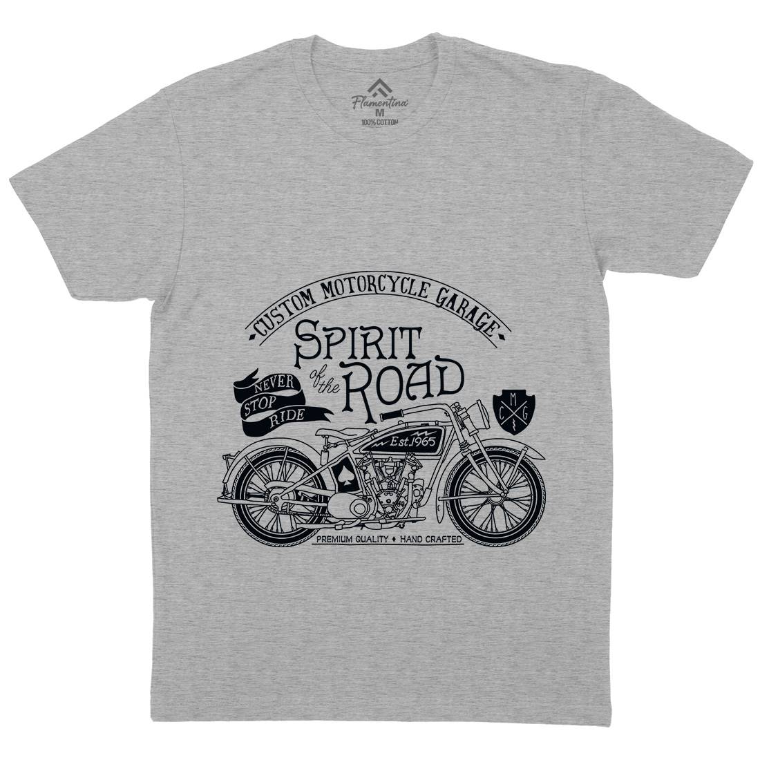 Spirit Of The Road Mens Organic Crew Neck T-Shirt Motorcycles A991