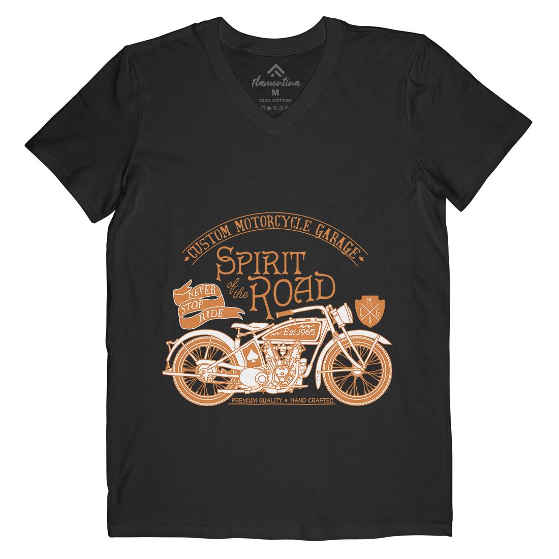 Spirit Of The Road Mens Organic V-Neck T-Shirt Motorcycles A991
