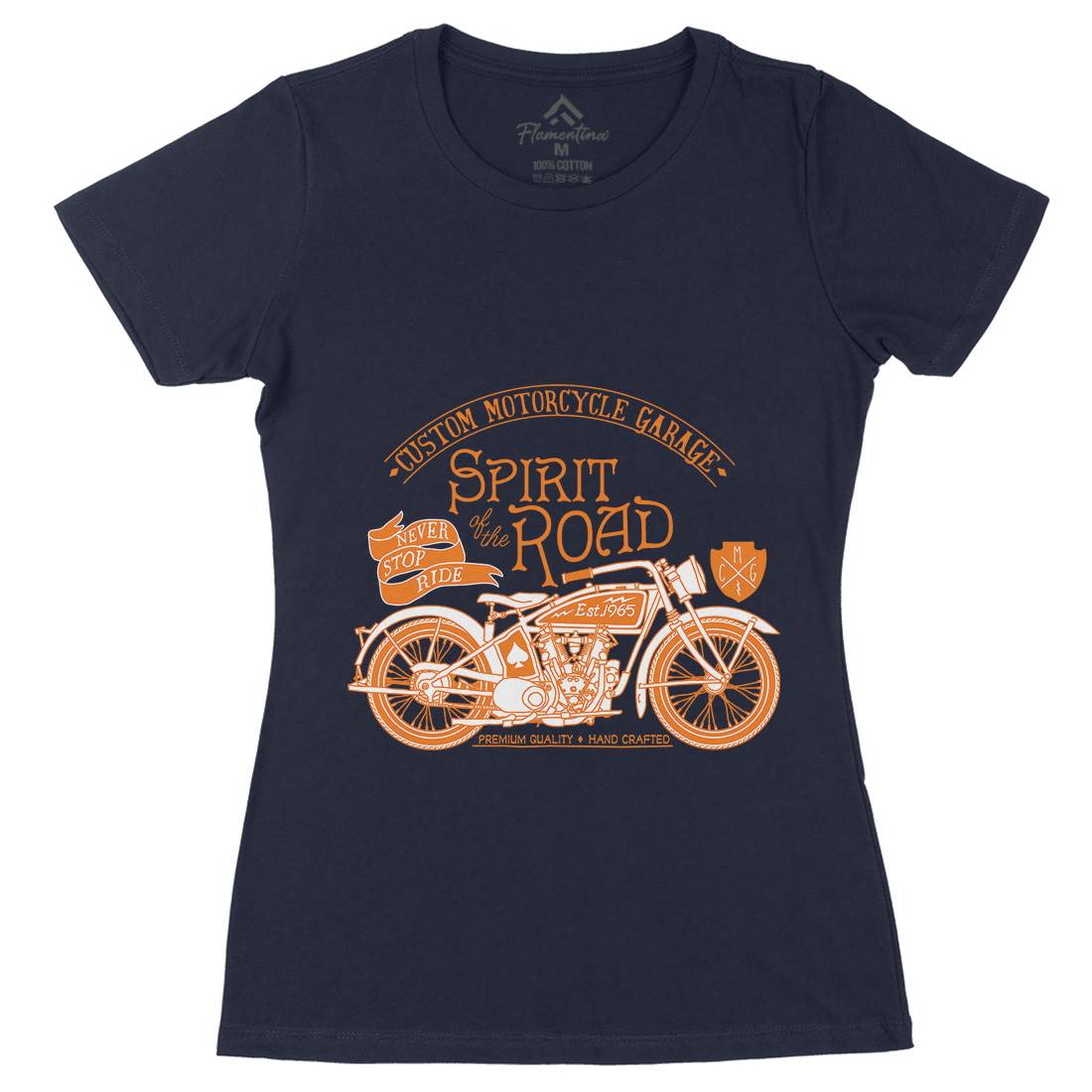 Spirit Of The Road Womens Organic Crew Neck T-Shirt Motorcycles A991