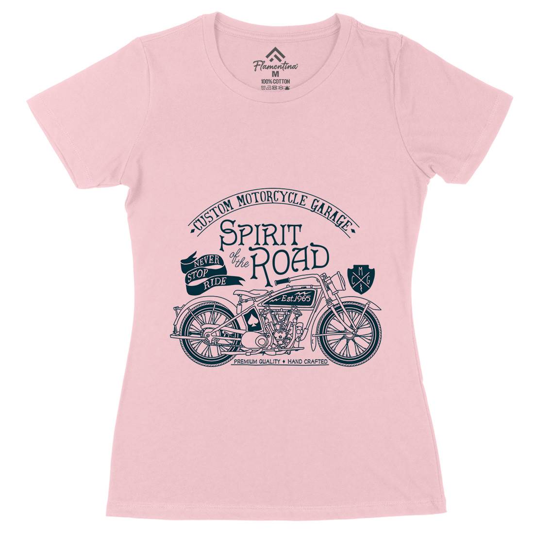 Spirit Of The Road Womens Organic Crew Neck T-Shirt Motorcycles A991