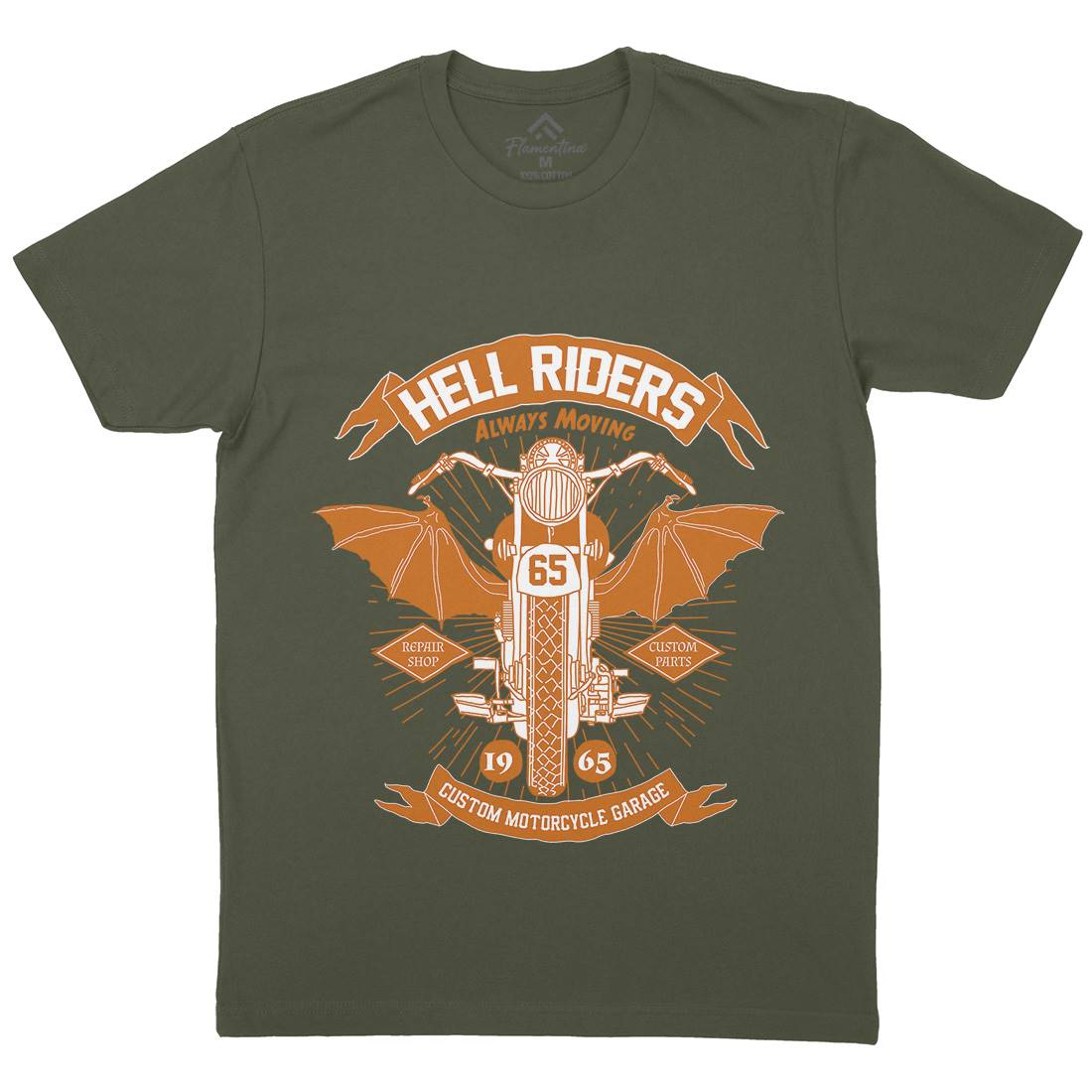 Hell Riders Mens Organic Crew Neck T-Shirt Motorcycles A992