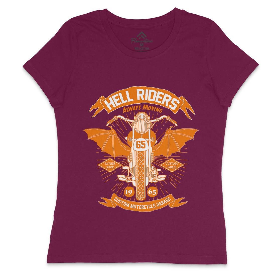 Hell Riders Womens Crew Neck T-Shirt Motorcycles A992