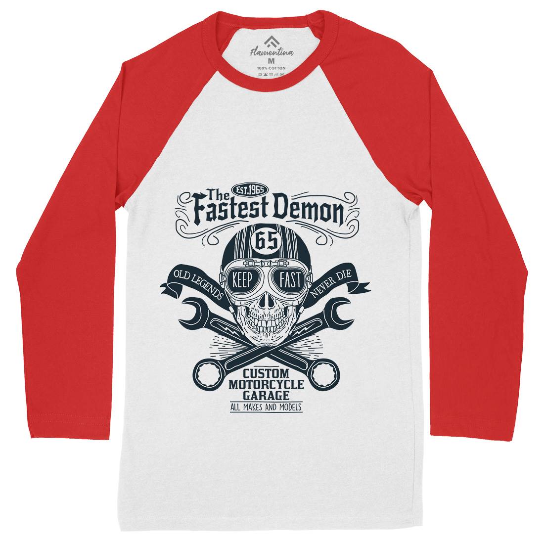 Fastest Demon Mens Long Sleeve Baseball T-Shirt Motorcycles A993