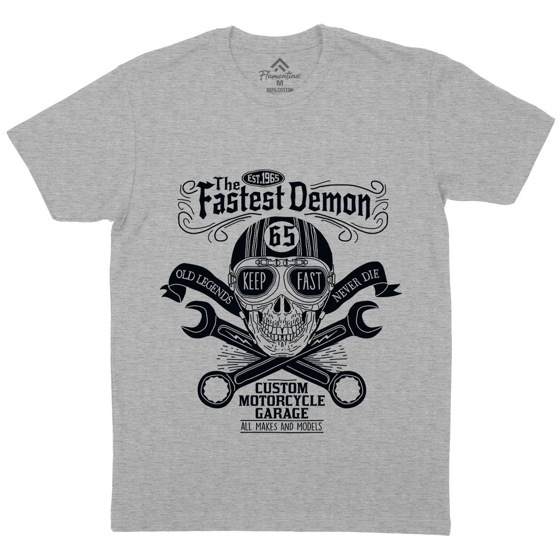 Fastest Demon Mens Crew Neck T-Shirt Motorcycles A993