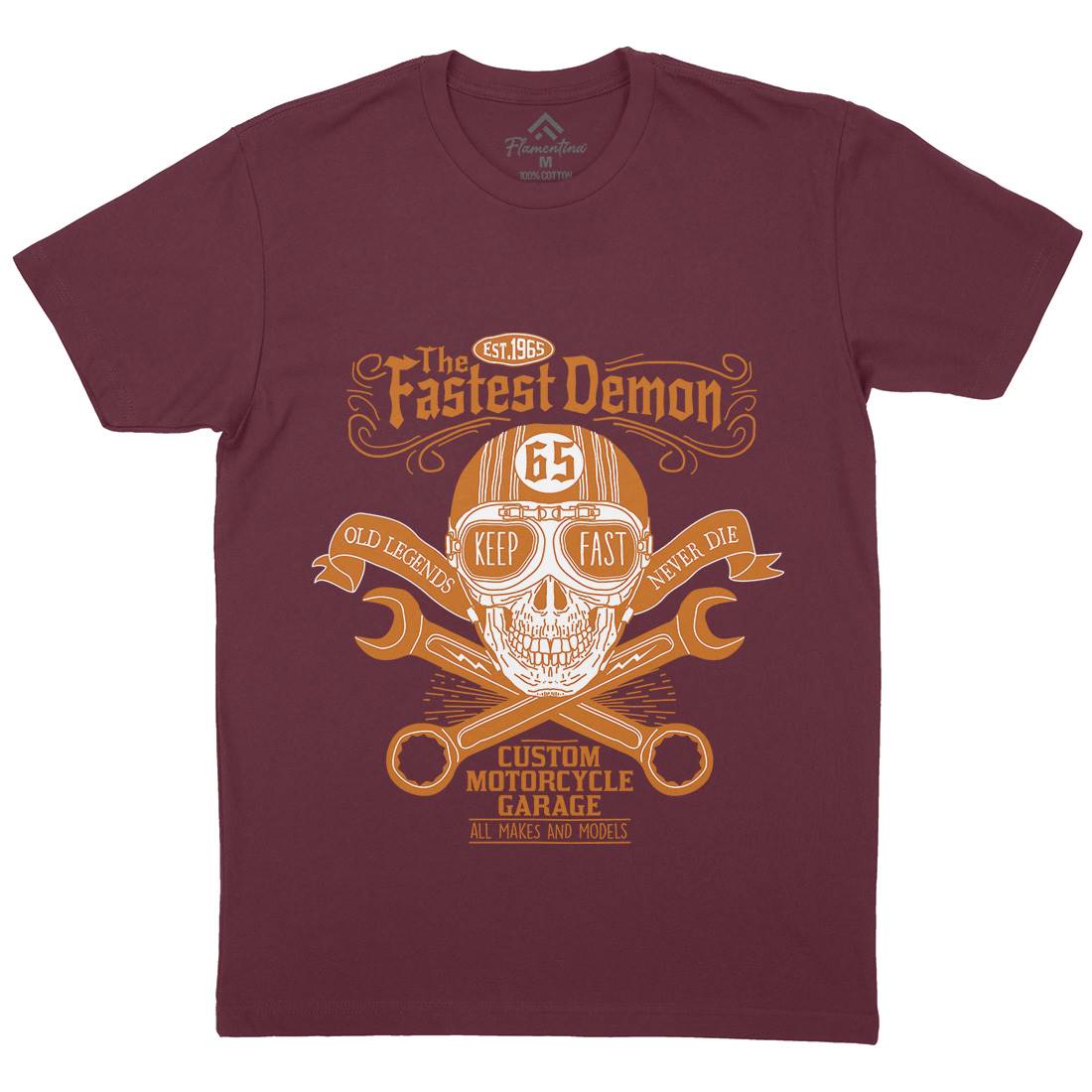 Fastest Demon Mens Organic Crew Neck T-Shirt Motorcycles A993