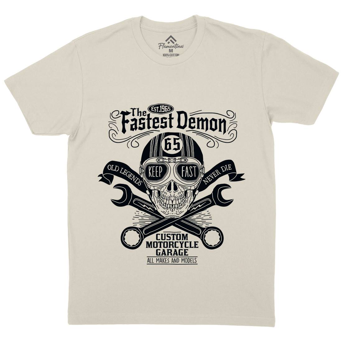 Fastest Demon Mens Organic Crew Neck T-Shirt Motorcycles A993