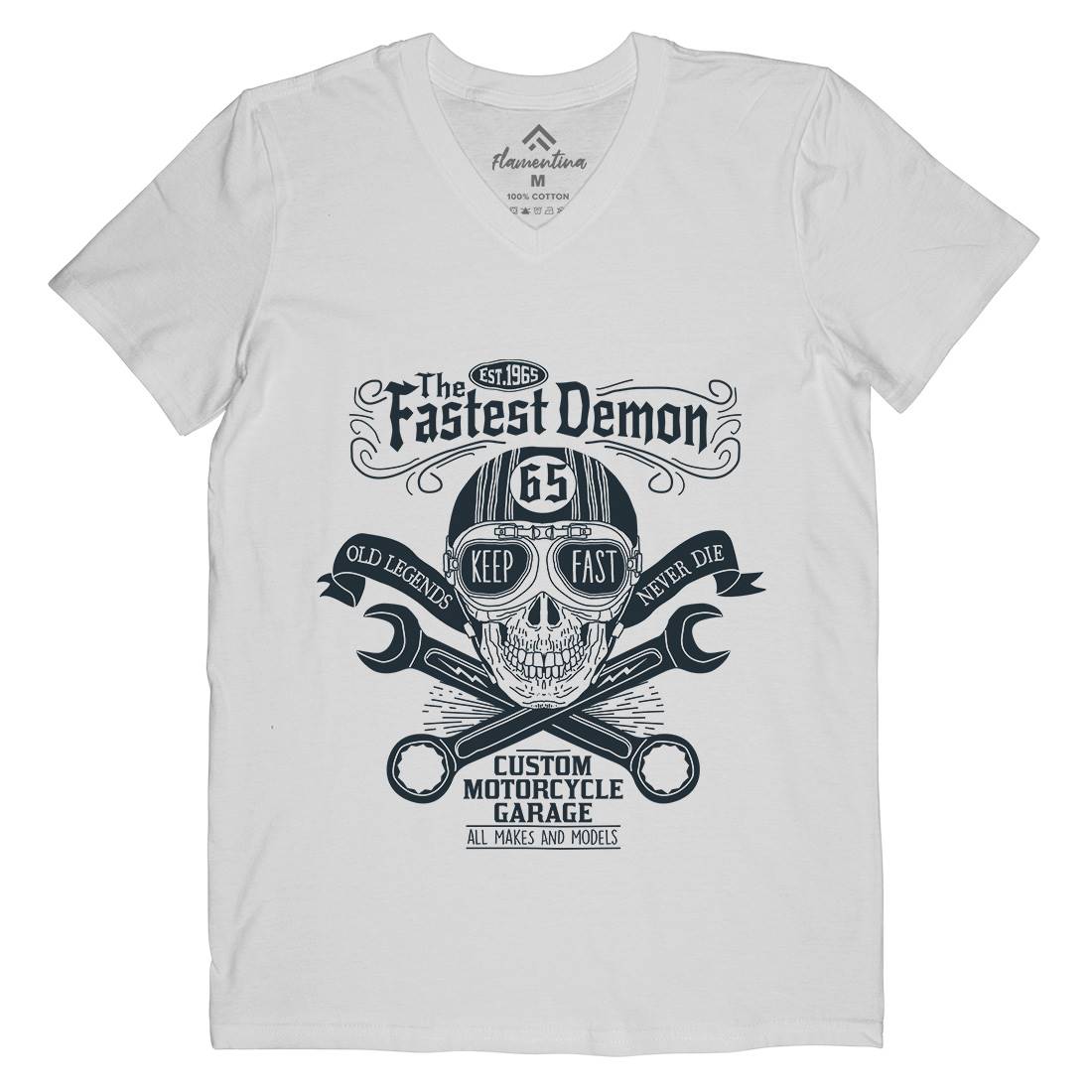 Fastest Demon Mens V-Neck T-Shirt Motorcycles A993