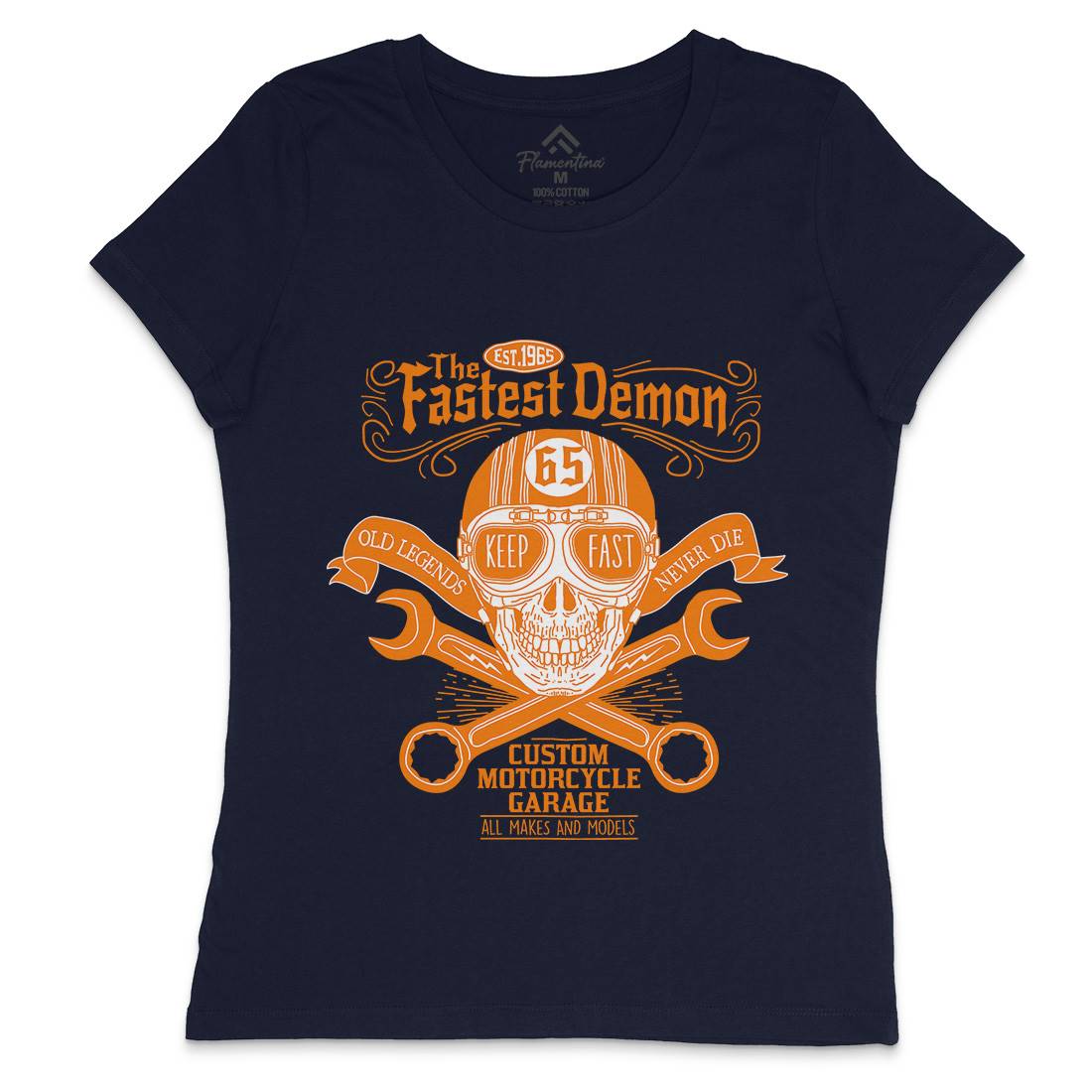 Fastest Demon Womens Crew Neck T-Shirt Motorcycles A993