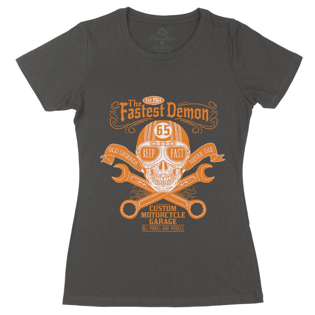 Fastest Demon Womens Organic Crew Neck T-Shirt Motorcycles A993