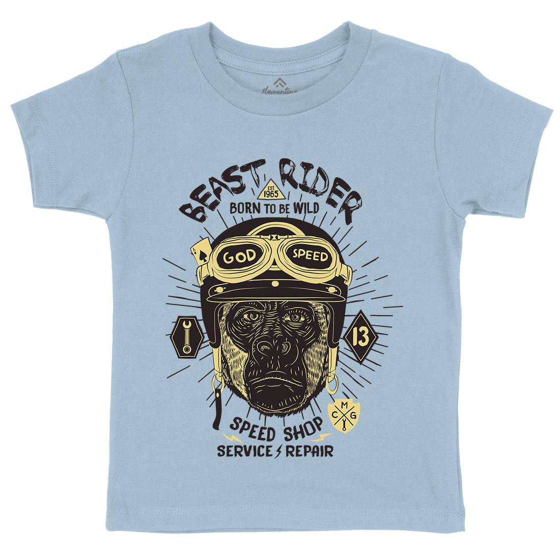 Beast Rider Kids Organic Crew Neck T-Shirt Motorcycles A994