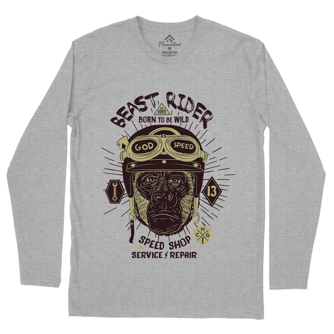 Beast Rider Mens Long Sleeve T-Shirt Motorcycles A994