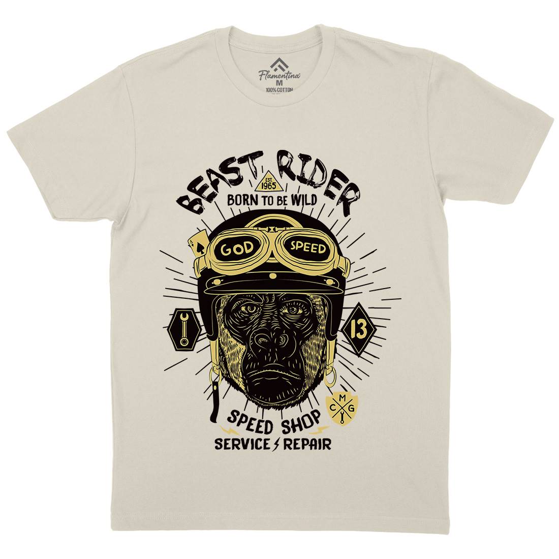 Beast Rider Mens Organic Crew Neck T-Shirt Motorcycles A994