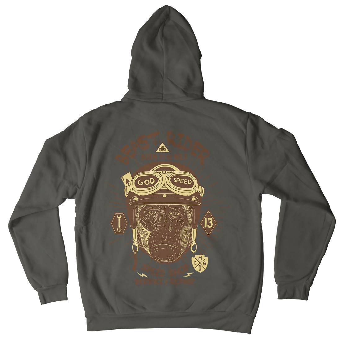Beast Rider Mens Hoodie With Pocket Motorcycles A994
