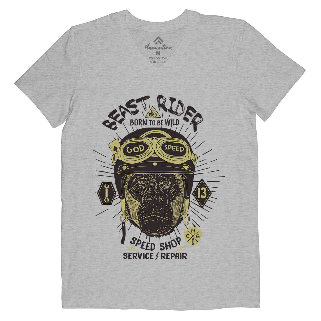 Beast Rider Mens V-Neck T-Shirt Motorcycles A994