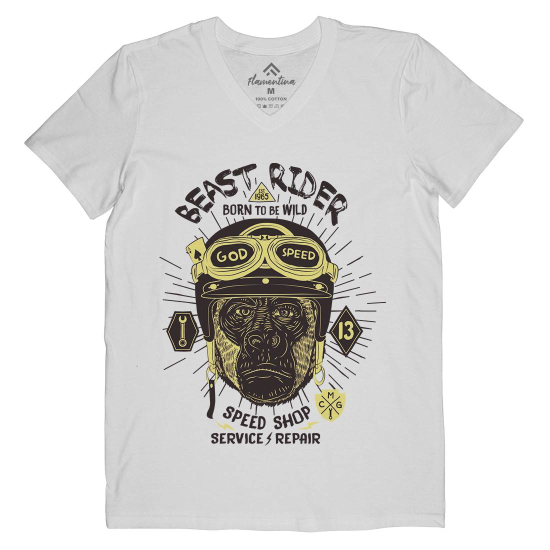 Beast Rider Mens V-Neck T-Shirt Motorcycles A994