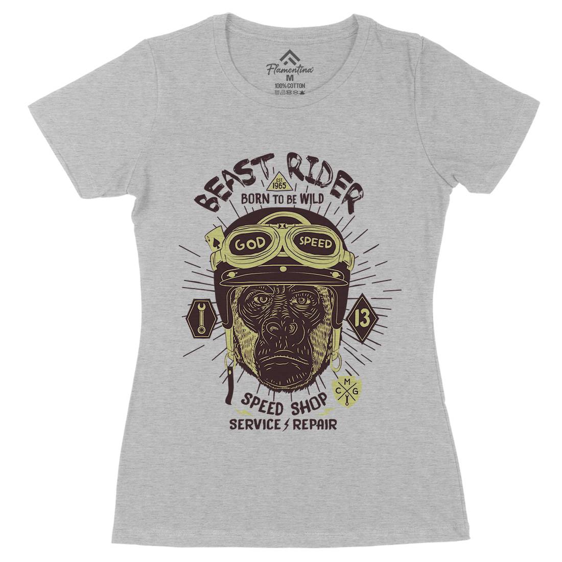 Beast Rider Womens Organic Crew Neck T-Shirt Motorcycles A994