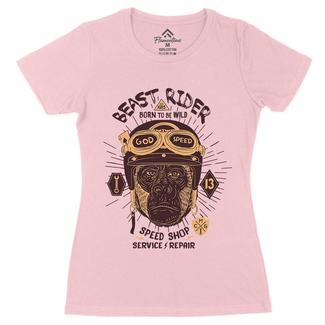 Beast Rider Womens Organic Crew Neck T-Shirt Motorcycles A994