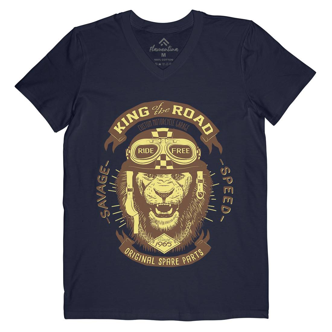 King Of The Road Mens Organic V-Neck T-Shirt Motorcycles A995