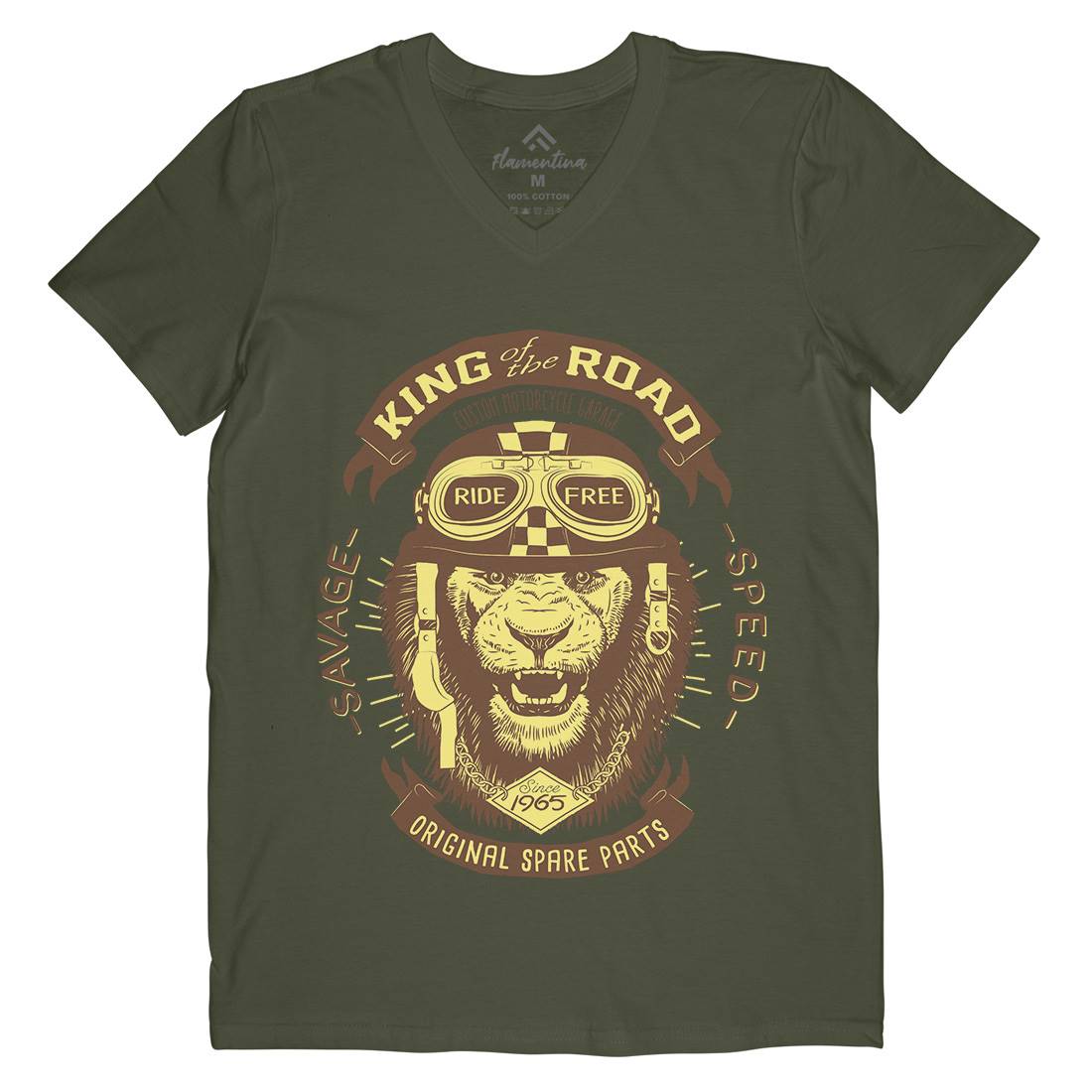 King Of The Road Mens Organic V-Neck T-Shirt Motorcycles A995