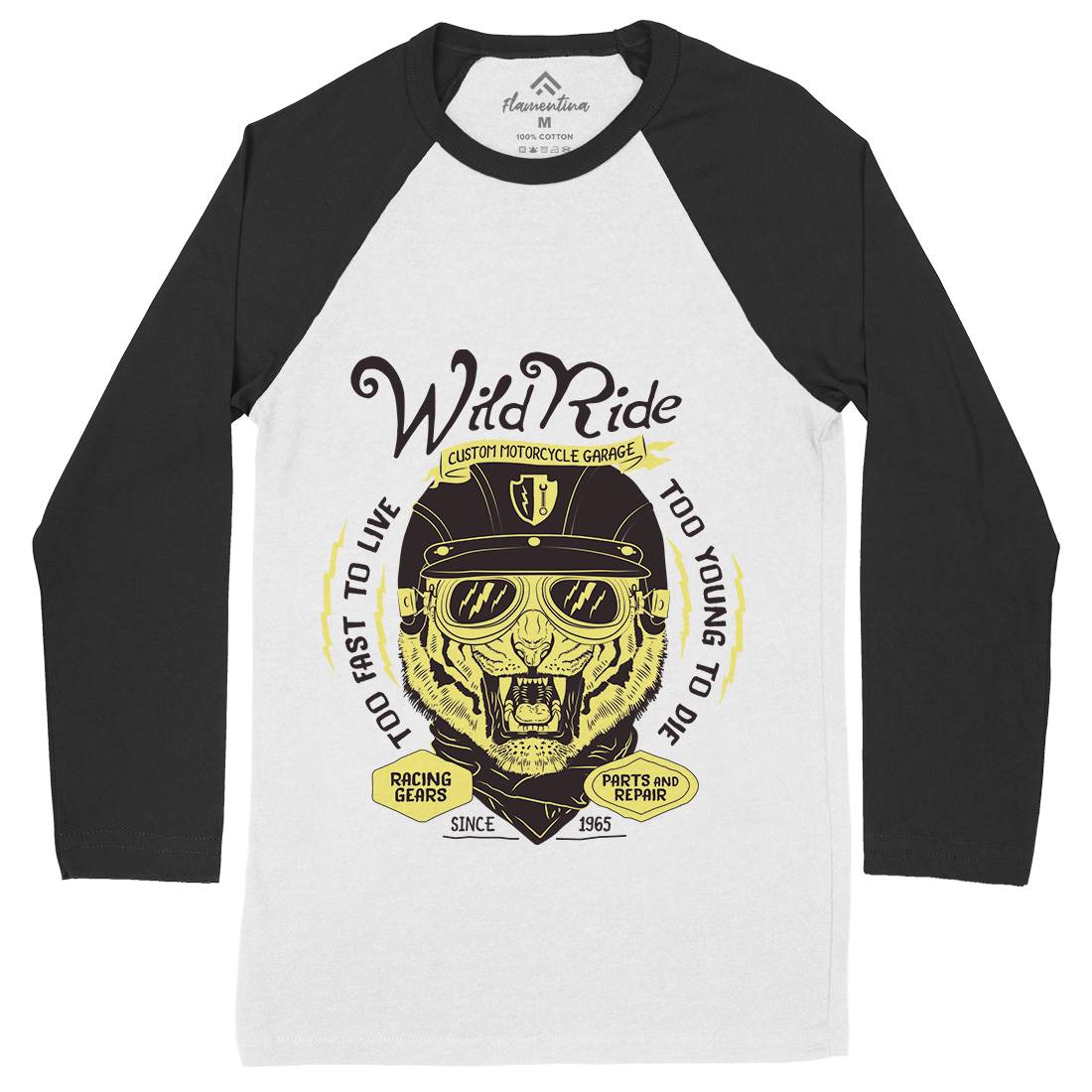 Wild Ride Mens Long Sleeve Baseball T-Shirt Motorcycles A996