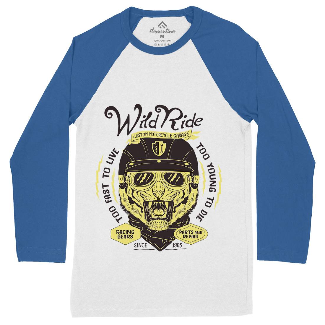 Wild Ride Mens Long Sleeve Baseball T-Shirt Motorcycles A996