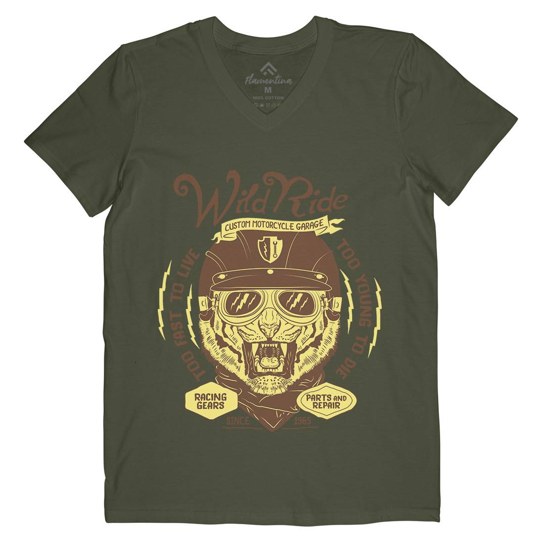 Wild Ride Mens Organic V-Neck T-Shirt Motorcycles A996