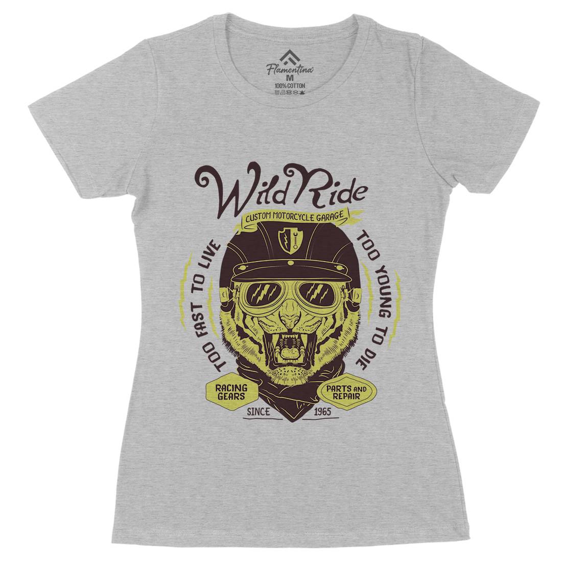 Wild Ride Womens Organic Crew Neck T-Shirt Motorcycles A996