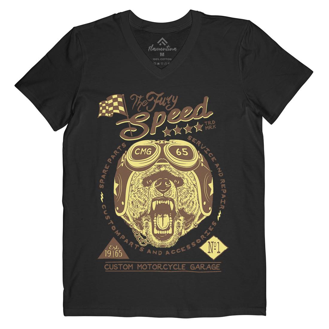 Fury Speed Mens Organic V-Neck T-Shirt Motorcycles A997
