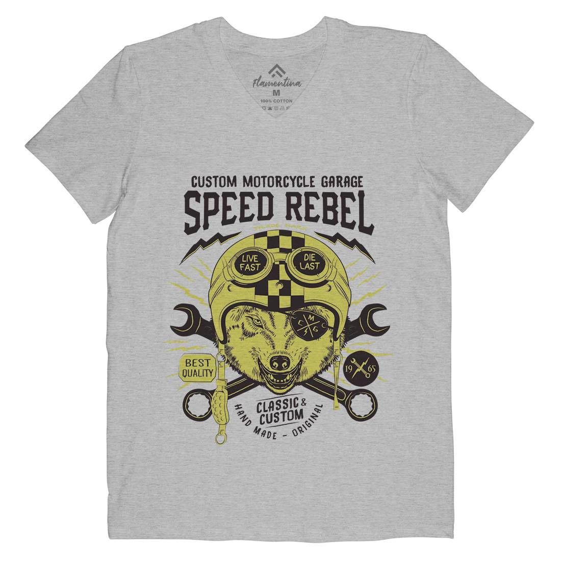 Speed Rebel Mens Organic V-Neck T-Shirt Motorcycles A998