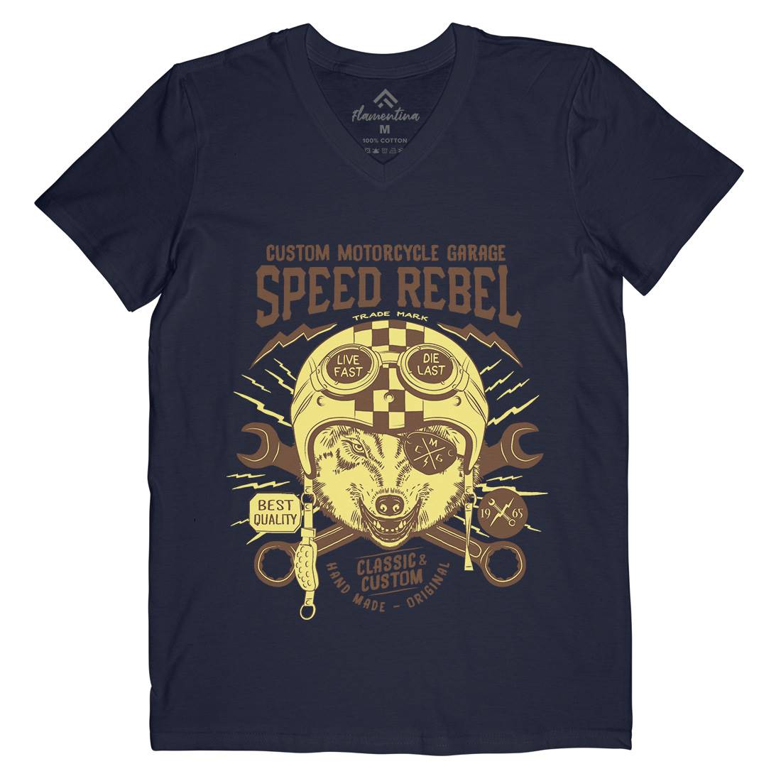 Speed Rebel Mens Organic V-Neck T-Shirt Motorcycles A998