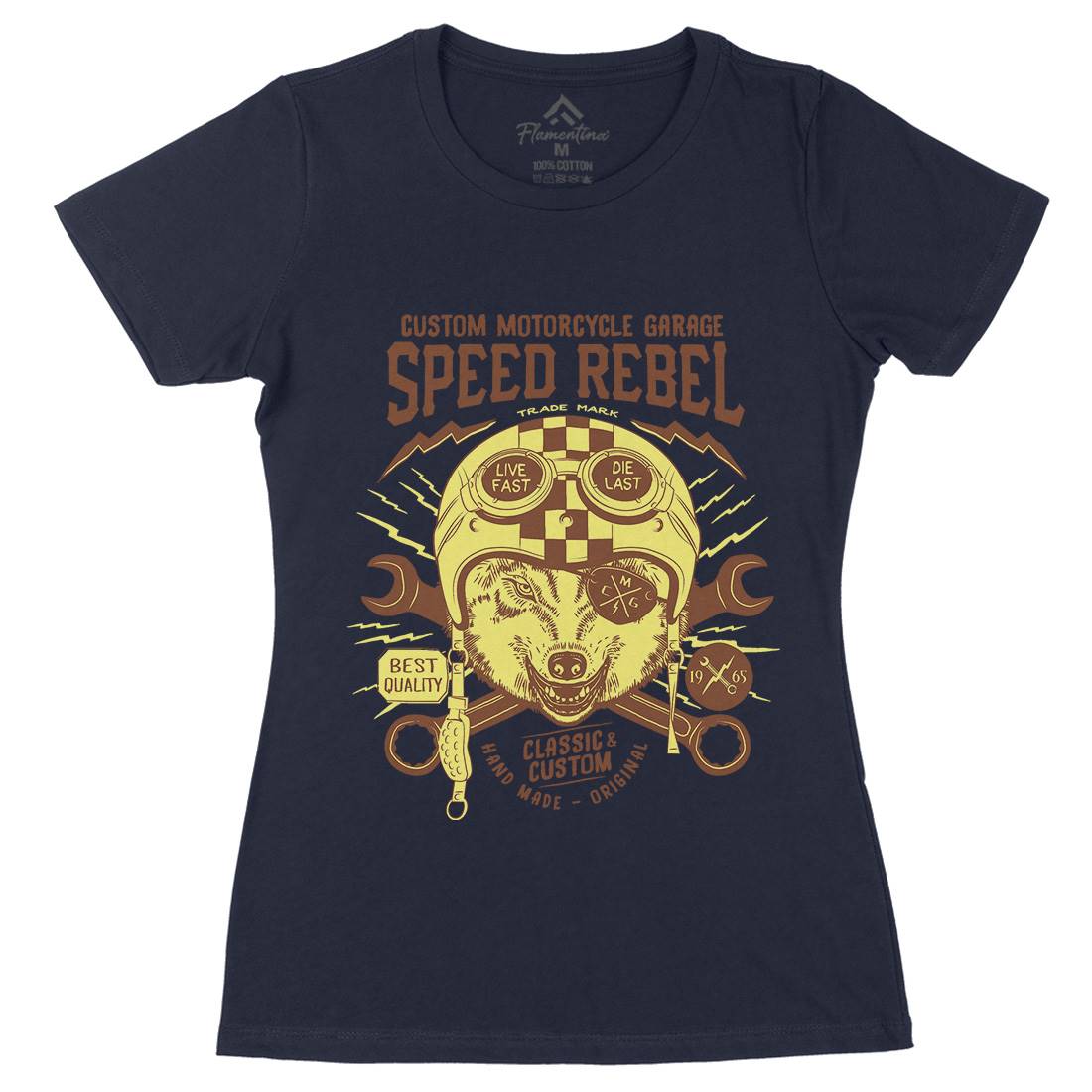 Speed Rebel Womens Organic Crew Neck T-Shirt Motorcycles A998