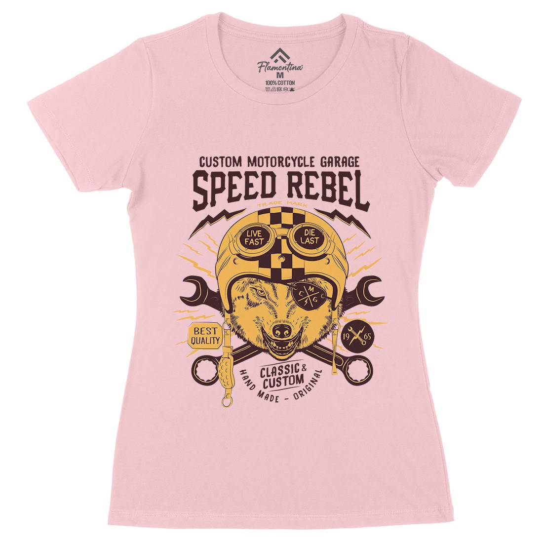 Speed Rebel Womens Organic Crew Neck T-Shirt Motorcycles A998