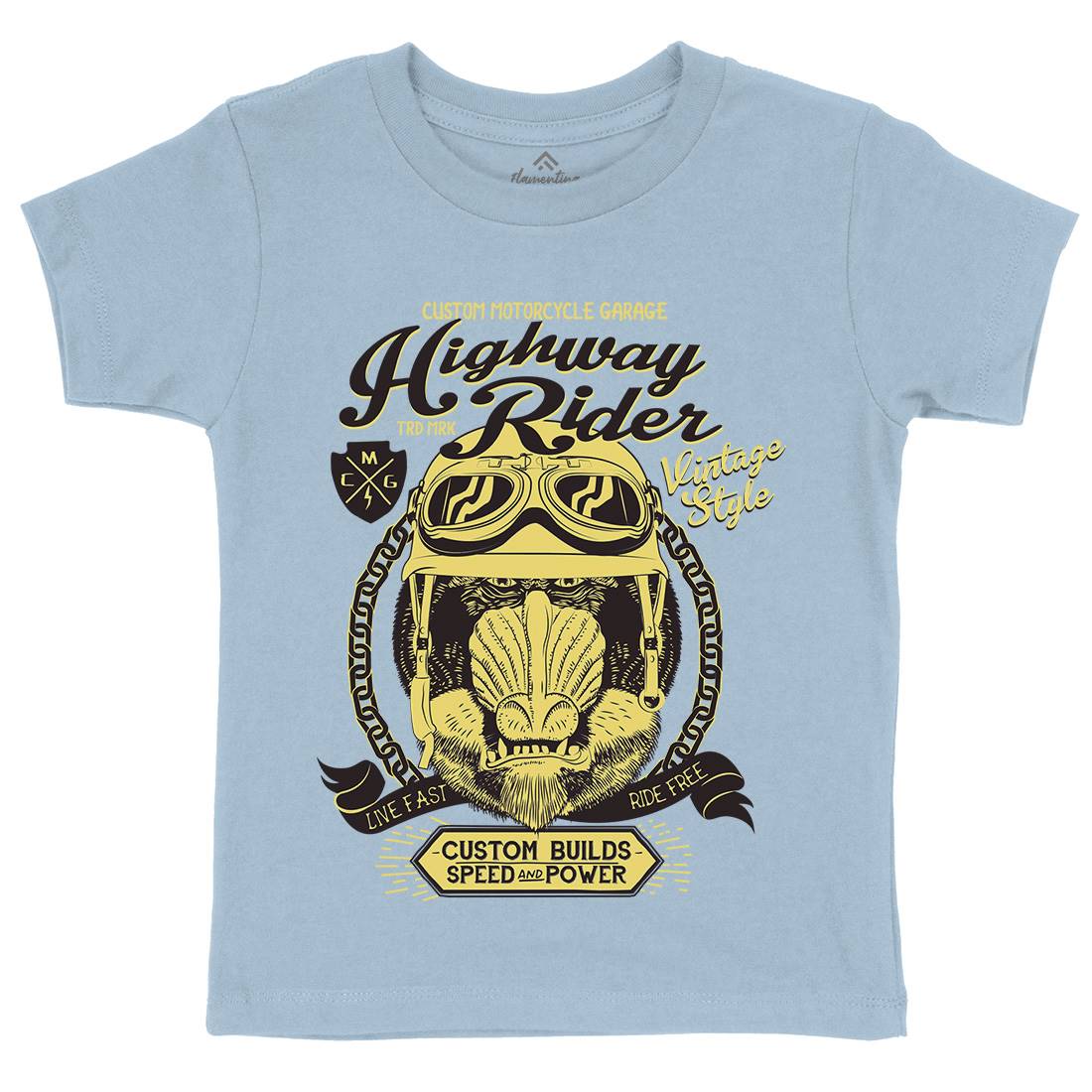 Highway Rider Kids Crew Neck T-Shirt Motorcycles A999