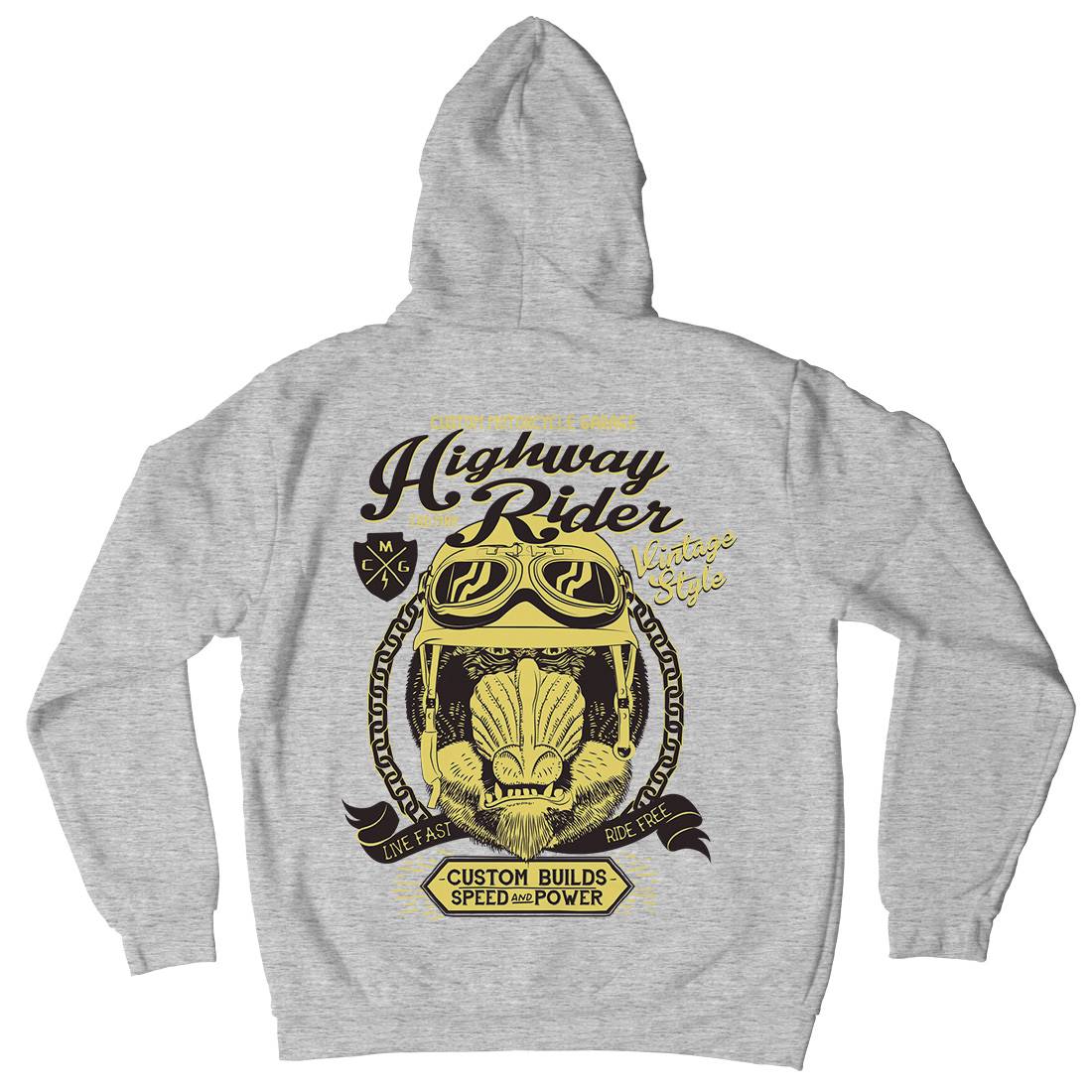 Highway Rider Mens Hoodie With Pocket Motorcycles A999