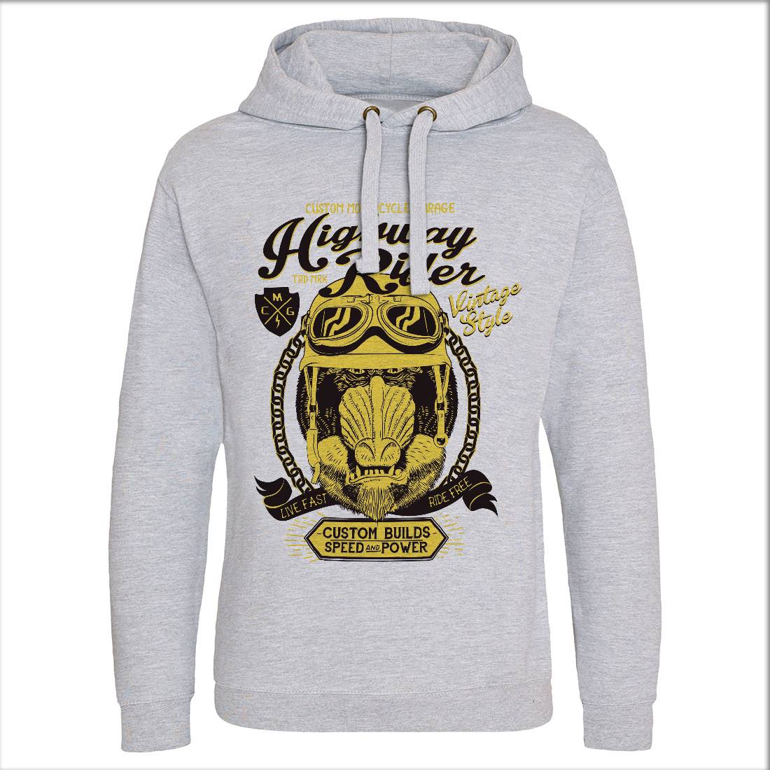 Highway Rider Mens Hoodie Without Pocket Motorcycles A999