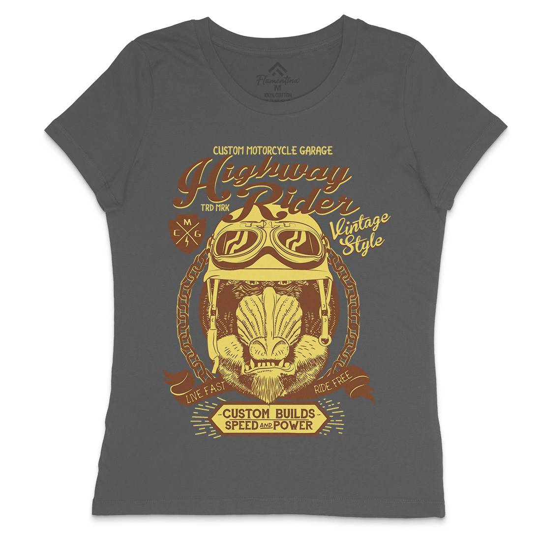 Highway Rider Womens Crew Neck T-Shirt Motorcycles A999