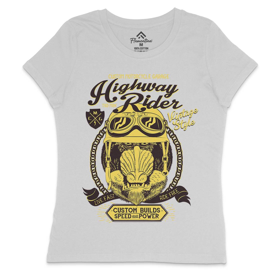 Highway Rider Womens Crew Neck T-Shirt Motorcycles A999